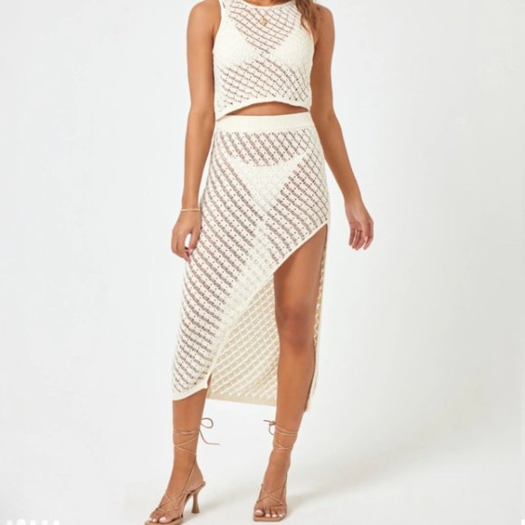 L*Space Cream Asymmetrical Skirt - Picture 1 of 4